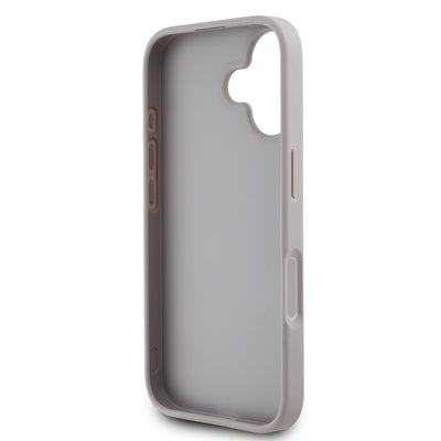 Apple iPhone 16 Kılıf Guess Orjinal Lisanslı Gül Baskılı Büyük Metal Logo Dizaynlı Kapak Pembe