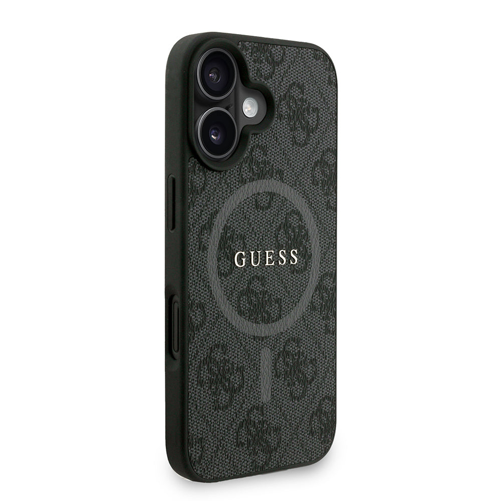 iPhone 16 Kılıf Guess Orjinal Lisanslı M-safe Şarj Özellikli PU Deri Bilek Askı İpli Yazı Logolu Kılıf