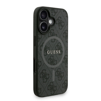 iPhone 16 Kılıf Guess Orjinal Lisanslı M-safe Şarj Özellikli PU Deri Bilek Askı İpli Yazı Logolu Kılıf