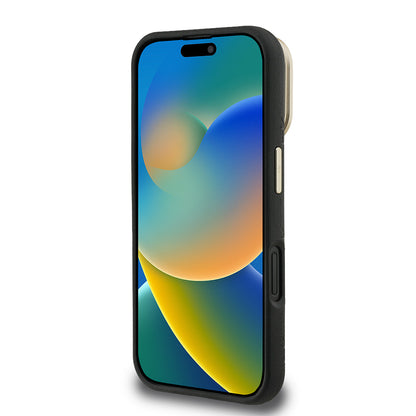 iPhone 16 Kılıf Guess Orjinal Lisanslı M-safe Şarj Özellikli Sıcak Baskılı Yazı Logolu Kamera Standlı PU Deri Peony Kılıf