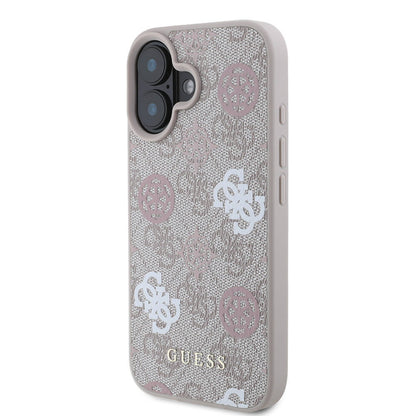 iPhone 16 Kılıf Guess Orjinal Lisanslı M-safe Şarj Özellikli 4G Desenli Yazı Logolu Peony Kılıf