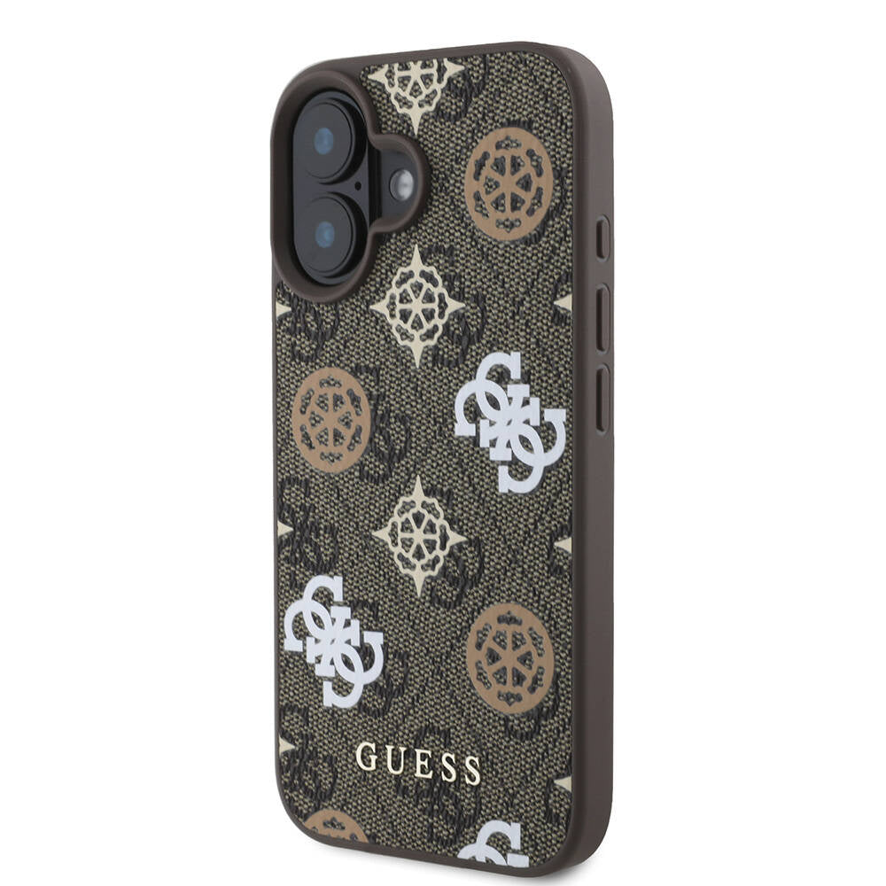 iPhone 16 Kılıf Guess Orjinal Lisanslı M-safe Şarj Özellikli 4G Desenli Yazı Logolu Peony Kılıf