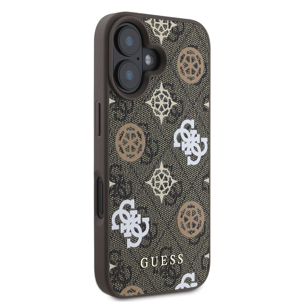 iPhone 16 Kılıf Guess Orjinal Lisanslı M-safe Şarj Özellikli 4G Desenli Yazı Logolu Peony Kılıf