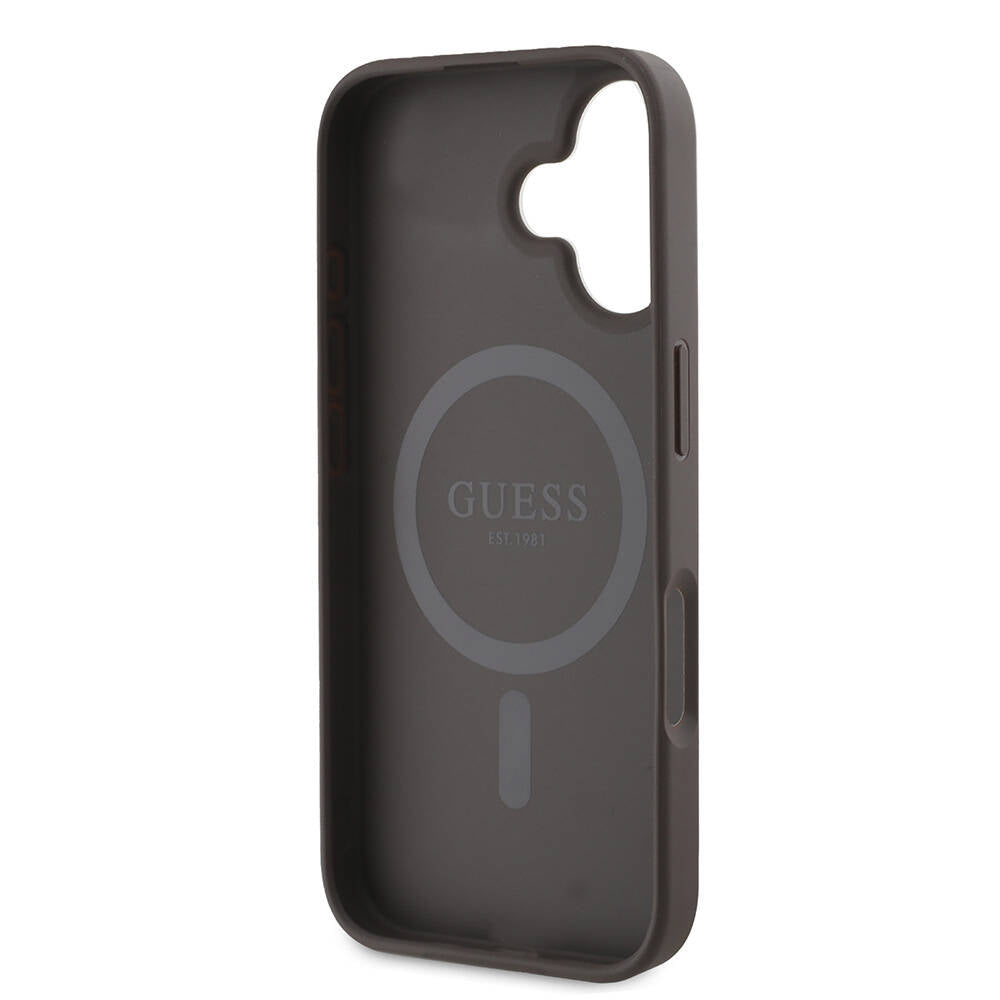 iPhone 16 Kılıf Guess Orjinal Lisanslı M-safe Şarj Özellikli 4G Desenli Yazı Logolu Kılıf