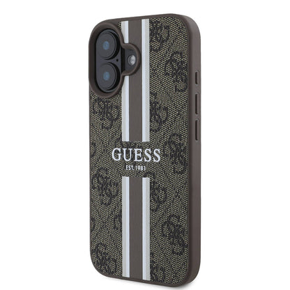 iPhone 16 Kılıf Guess Orjinal Lisanslı M-safe Şarj Özellikli 4G Şerit Tasarımlı Printed Kılıf