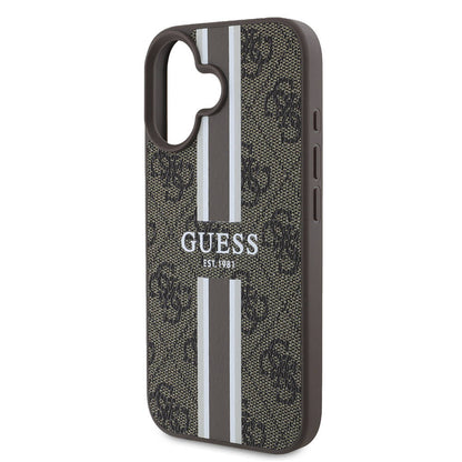 iPhone 16 Kılıf Guess Orjinal Lisanslı M-safe Şarj Özellikli 4G Şerit Tasarımlı Printed Kılıf