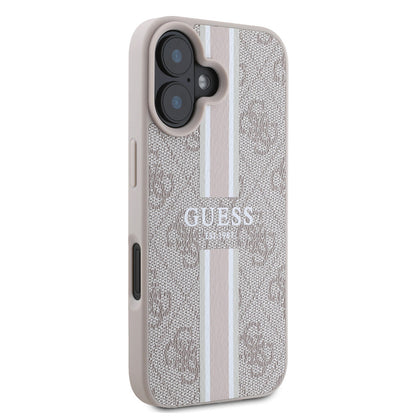 iPhone 16 Kılıf Guess Orjinal Lisanslı M-safe Şarj Özellikli 4G Şerit Tasarımlı Printed Kılıf