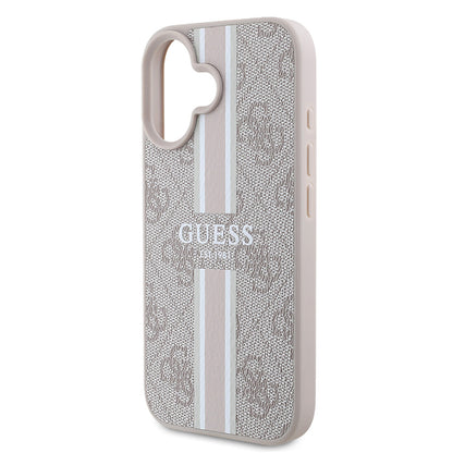 iPhone 16 Kılıf Guess Orjinal Lisanslı M-safe Şarj Özellikli 4G Şerit Tasarımlı Printed Kılıf