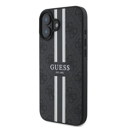 iPhone 16 Kılıf Guess Orjinal Lisanslı M-safe Şarj Özellikli 4G Şerit Tasarımlı Printed Kılıf