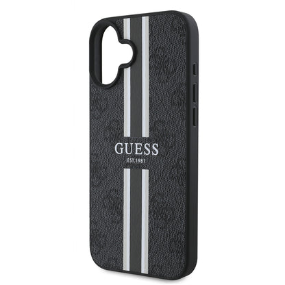 iPhone 16 Kılıf Guess Orjinal Lisanslı M-safe Şarj Özellikli 4G Şerit Tasarımlı Printed Kılıf