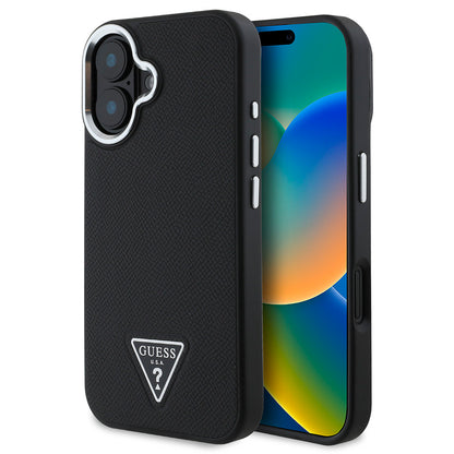 iPhone 16 Kılıf Guess Orjinal Lisanslı M-safe Şarj Özellikli Grained Triangle Kılıf
