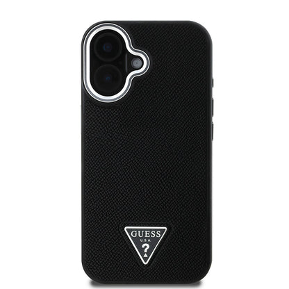 iPhone 16 Kılıf Guess Orjinal Lisanslı M-safe Şarj Özellikli Grained Triangle Kılıf