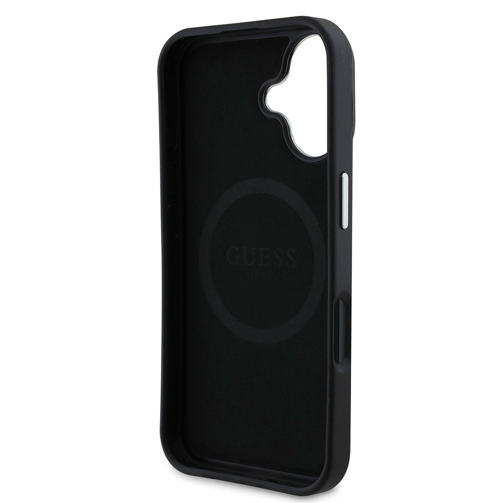 iPhone 16 Kılıf Guess Orjinal Lisanslı M-safe Şarj Özellikli Grained Triangle Kılıf