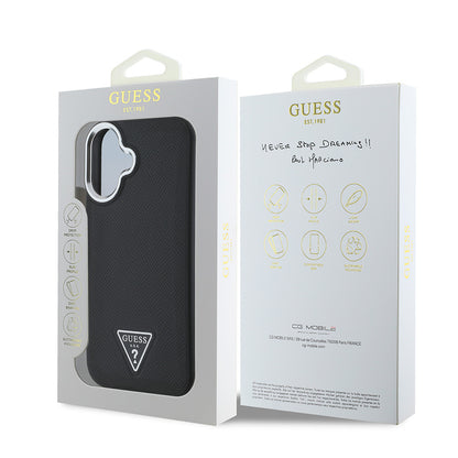 iPhone 16 Kılıf Guess Orjinal Lisanslı M-safe Şarj Özellikli Grained Triangle Kılıf