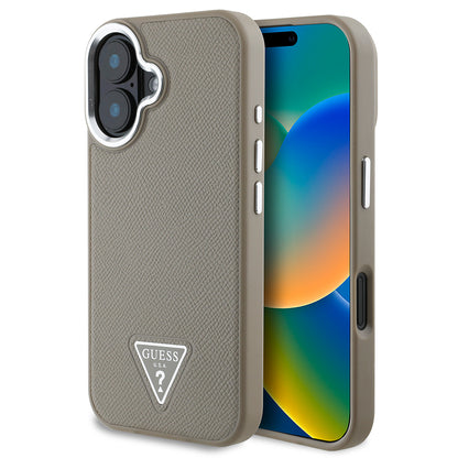 iPhone 16 Kılıf Guess Orjinal Lisanslı M-safe Şarj Özellikli Grained Triangle Kılıf