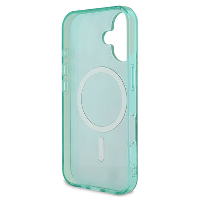 Apple iPhone 16 Kılıf Guess Orjinal Lisanslı Magsafe Şarj Özellikli IML Baskılı Jungle Ring Kapak Yeşil