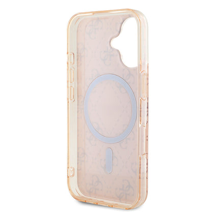 iPhone 16 Kılıf Guess Orjinal Lisanslı M-safe Şarj Özellikli IML Baskılı Klasik Logolu 4G Desenli Kılıf