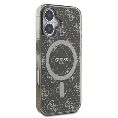 iPhone 16 Kılıf Guess Orjinal Lisanslı M-safe Şarj Özellikli IML Baskılı Klasik Logolu 4G Desenli Kılıf