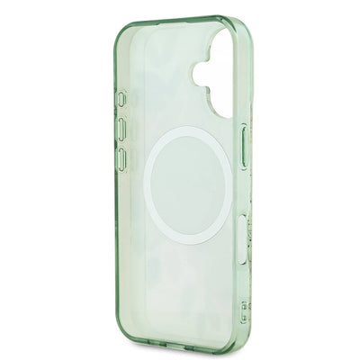 Apple iPhone 16 Kılıf Guess Orjinal Lisanslı Magsafe Şarj Özellikli IML Baskılı Yazı Logolu Flower Tonal Circle Kapak Pembe
