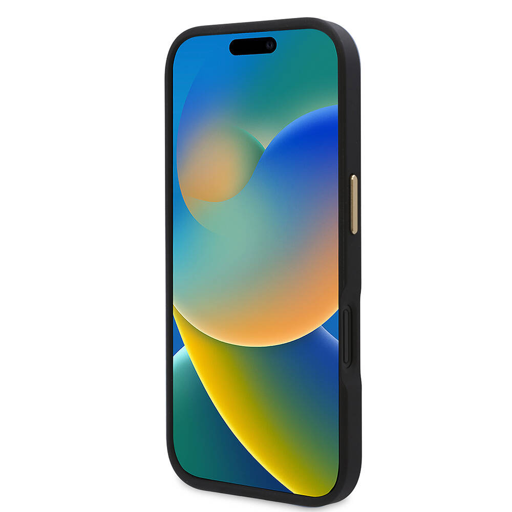 iPhone 16 Kılıf Guess Orjinal Lisanslı M-safe Şarj Özellikli PU 4G Desenli Metal Plaka Klasik Logolu Kılıf