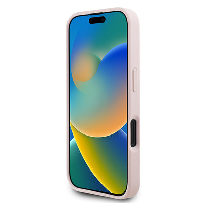 Apple iPhone 16 Kılıf Guess Orjinal Lisanslı M-safe Şarj Özellikli Sıcak Baskılı Üçgen Logolu PU Deri Peony Kapak Siyah