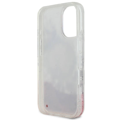 iPhone 16 Kılıf Guess Orjinal Lisanslı M-safe Şarj Özellikli Sıvılı Simli Çiçek Desenli Kılıf