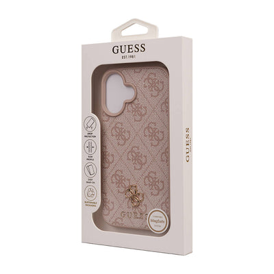 Apple iPhone 16 Kılıf Guess Orjinal Lisanslı Magsafe Şarj Özellikli Small 4G Classic Kapak Kahverengi