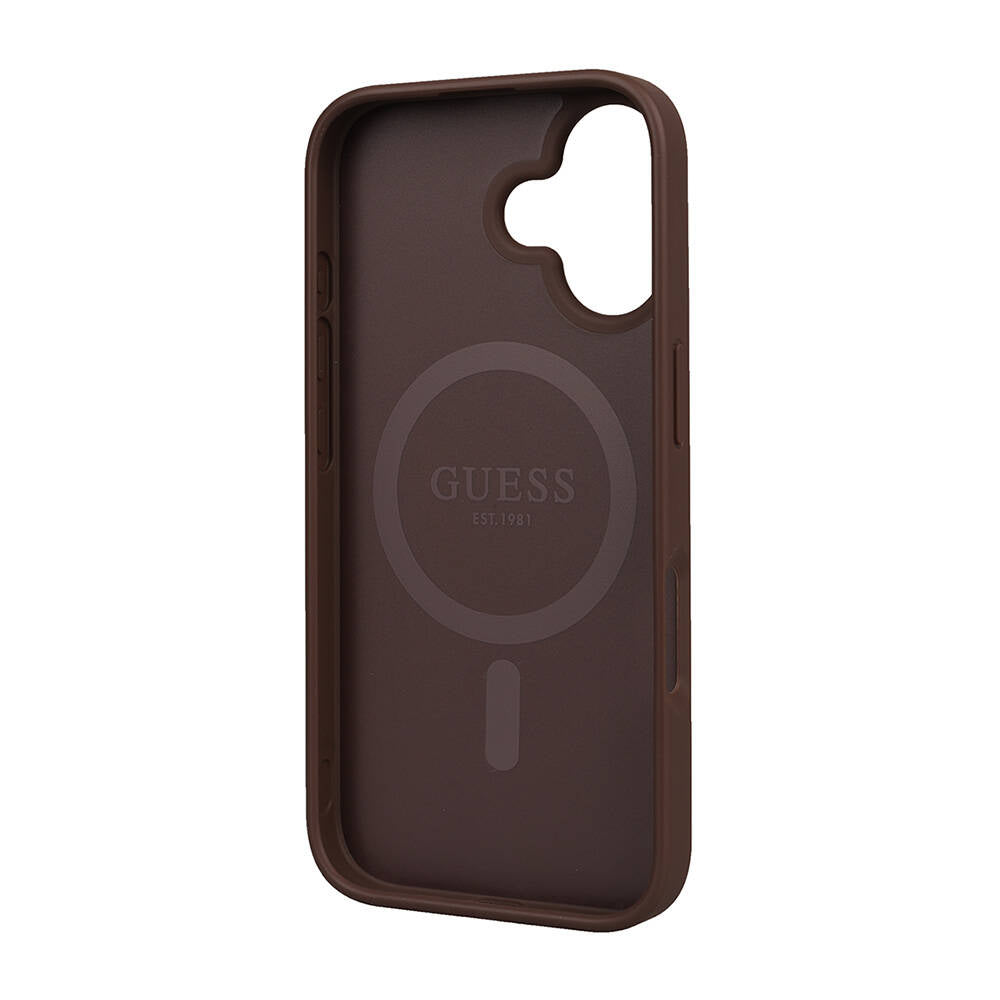 Apple iPhone 16 Kılıf Guess Orjinal Lisanslı Magsafe Şarj Özellikli Small 4G Classic Kapak Siyah