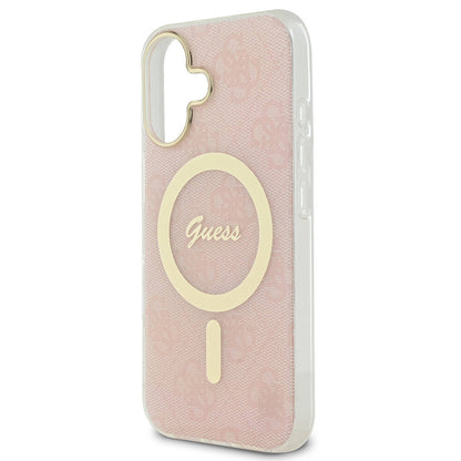 iPhone 16 Kılıf Guess Orjinal Lisanslı M-safe Şarj Özellikli Yazı Logolu 4G Desenli Kılıf