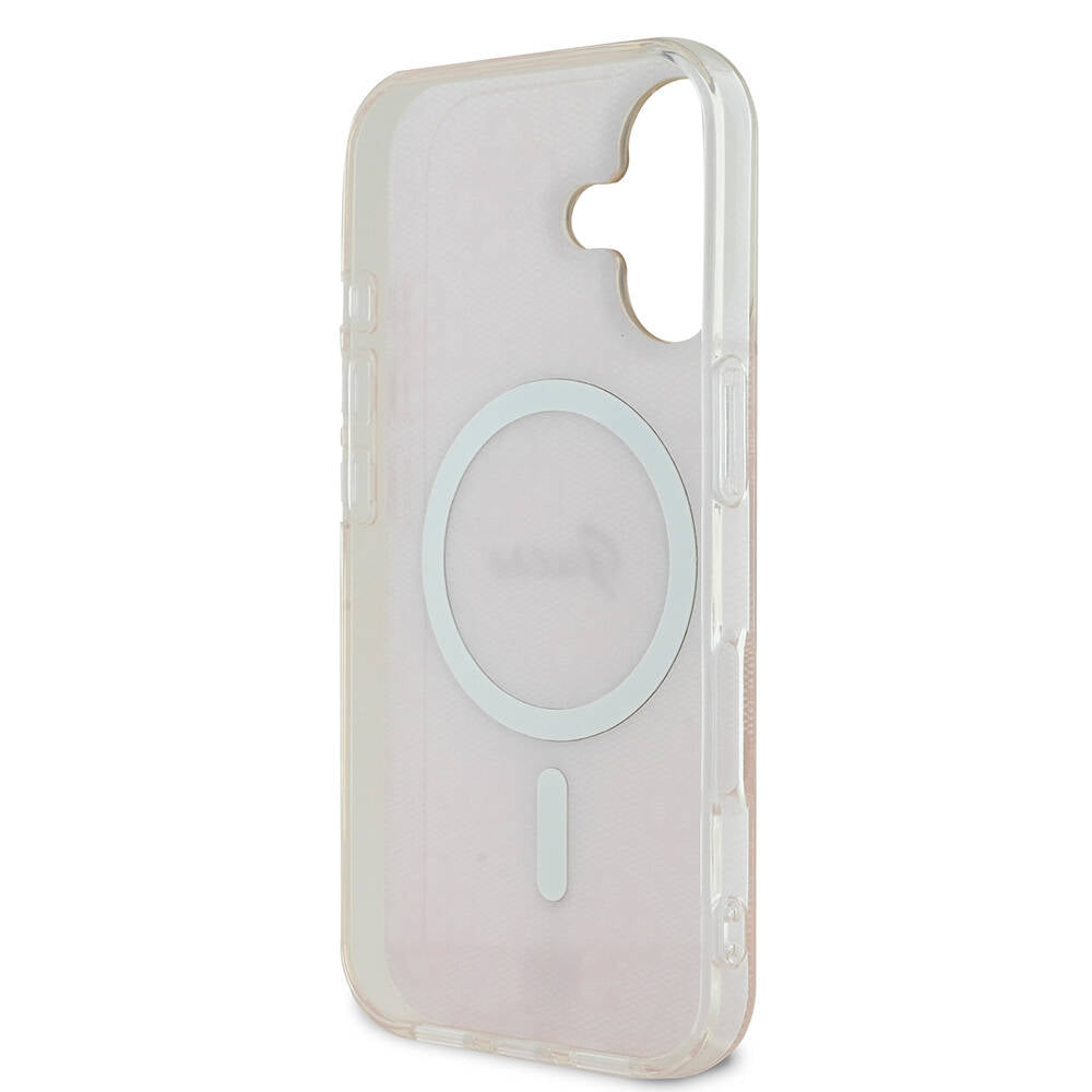 iPhone 16 Kılıf Guess Orjinal Lisanslı M-safe Şarj Özellikli Yazı Logolu 4G Desenli Kılıf