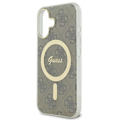 iPhone 16 Kılıf Guess Orjinal Lisanslı M-safe Şarj Özellikli Yazı Logolu 4G Desenli Kılıf