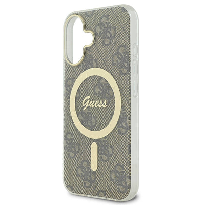 Apple iPhone 16 Kılıf Guess Orjinal Lisanslı Magsafe Şarj Özellikli Yazı Logolu 4G Desenli Kapak Pembe