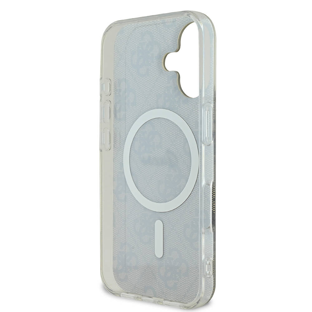 iPhone 16 Kılıf Guess Orjinal Lisanslı M-safe Şarj Özellikli Yazı Logolu 4G Desenli Kılıf