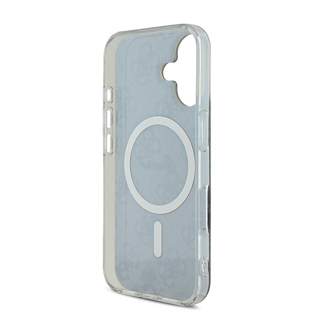 iPhone 16 Kılıf Guess Orjinal Lisanslı M-safe Şarj Özellikli Yazı Logolu 4G Desenli Kılıf