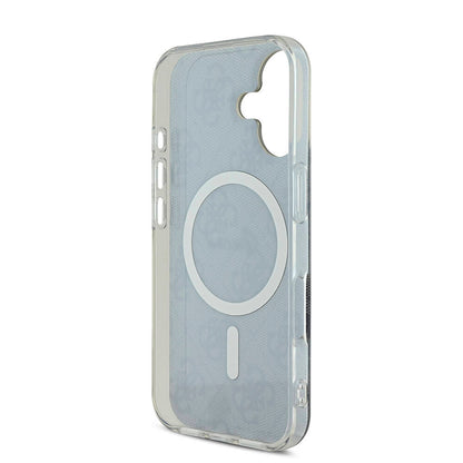 iPhone 16 Kılıf Guess Orjinal Lisanslı M-safe Şarj Özellikli Yazı Logolu 4G Desenli Kılıf