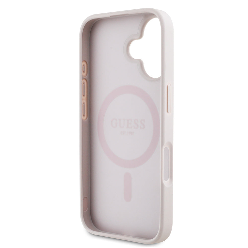 iPhone 16 Kılıf Guess Orjinal Lisanslı M-safe Şarj Özellikli Yazı Logolu Circle Classic Kılıf
