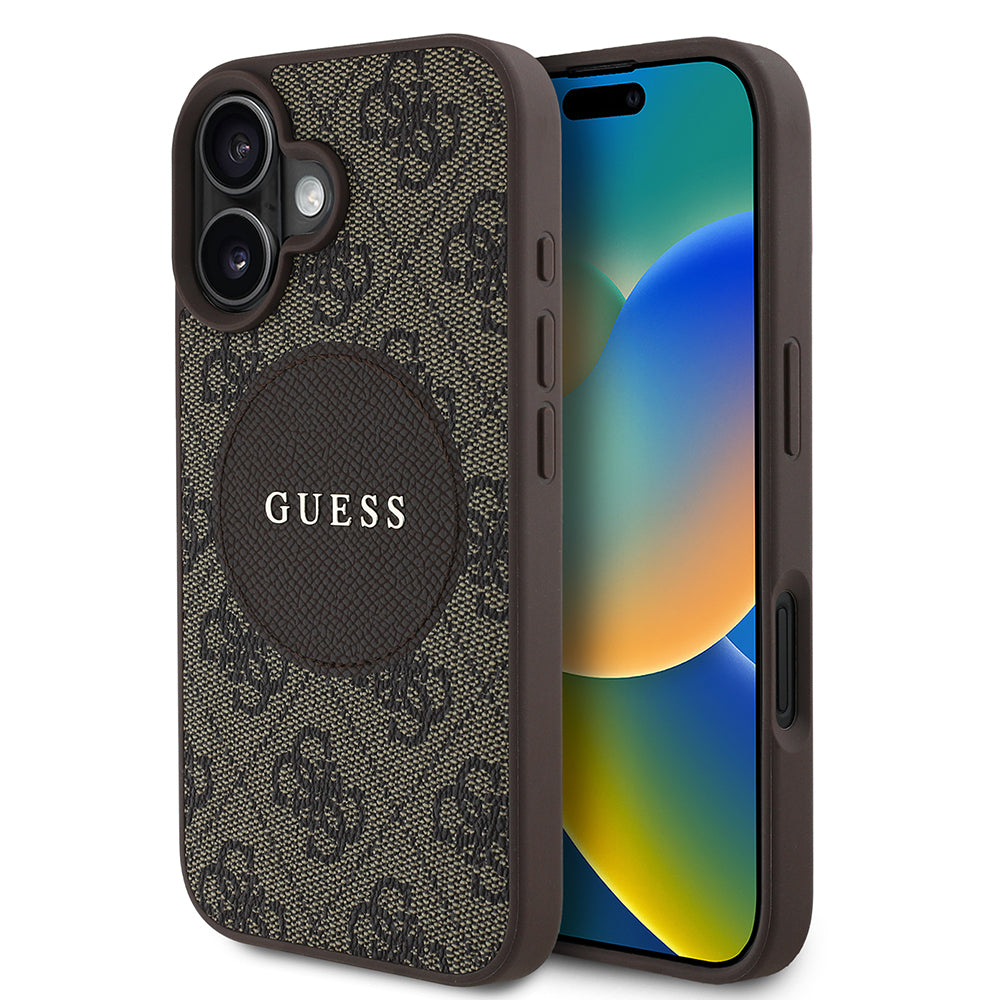 iPhone 16 Kılıf Guess Orjinal Lisanslı M-safe Şarj Özellikli Yazı Logolu Circle Classic Kılıf