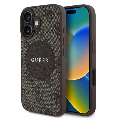 iPhone 16 Kılıf Guess Orjinal Lisanslı M-safe Şarj Özellikli Yazı Logolu Circle Classic Kılıf