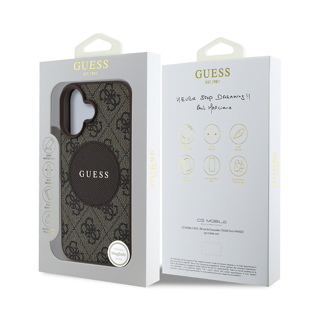 iPhone 16 Kılıf Guess Orjinal Lisanslı M-safe Şarj Özellikli Yazı Logolu Circle Classic Kılıf