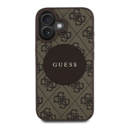 iPhone 16 Kılıf Guess Orjinal Lisanslı M-safe Şarj Özellikli Yazı Logolu Circle Classic Kılıf