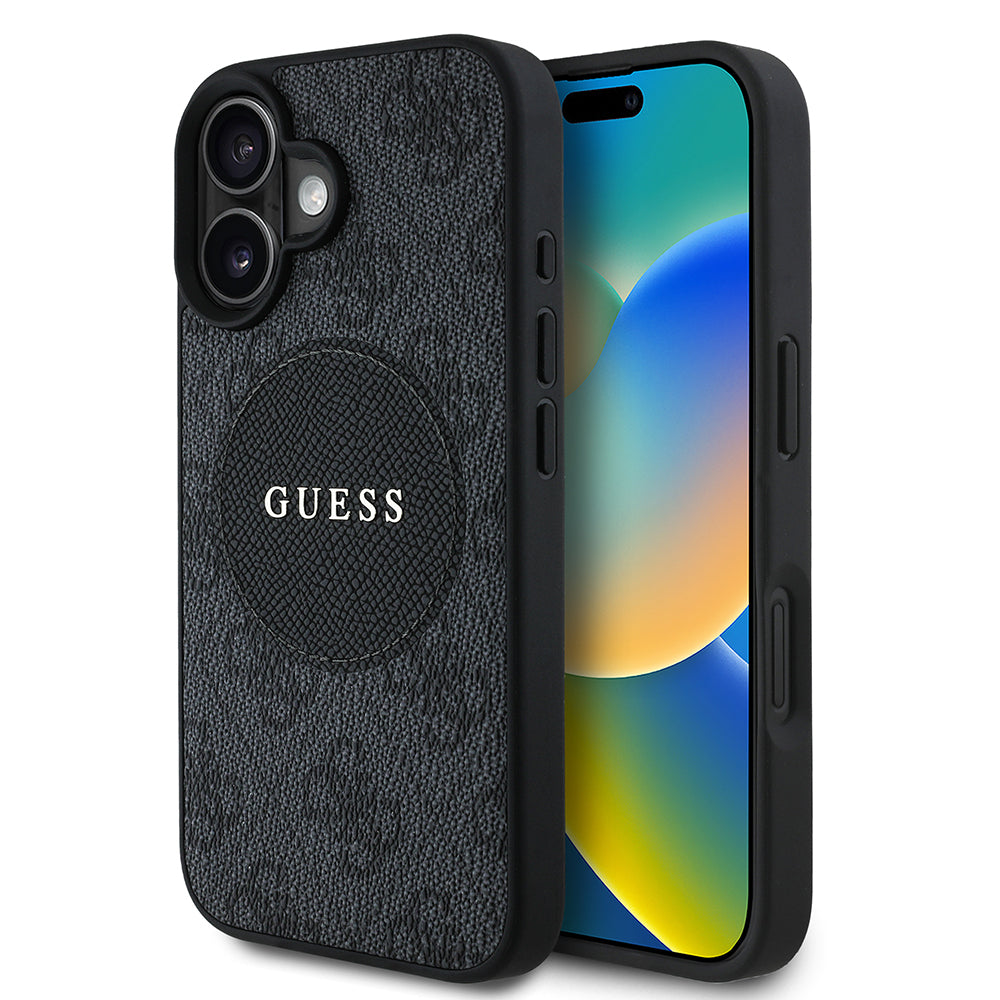 iPhone 16 Kılıf Guess Orjinal Lisanslı M-safe Şarj Özellikli Yazı Logolu Circle Classic Kılıf