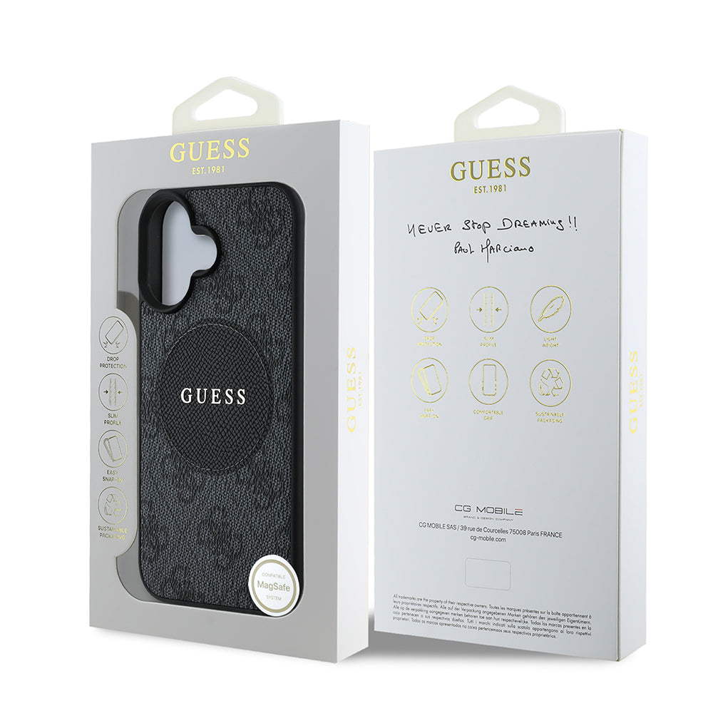 iPhone 16 Kılıf Guess Orjinal Lisanslı M-safe Şarj Özellikli Yazı Logolu Circle Classic Kılıf