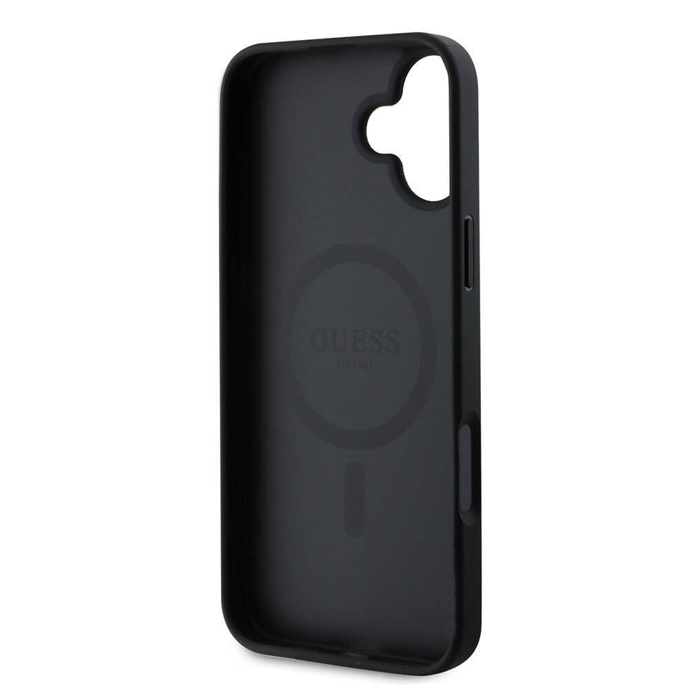 iPhone 16 Kılıf Guess Orjinal Lisanslı M-safe Şarj Özellikli Yazı Logolu Grained Kılıf