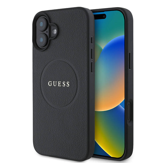 iPhone 16 Kılıf Guess Orjinal Lisanslı M-safe Şarj Özellikli Yazı Logolu Grained Kılıf