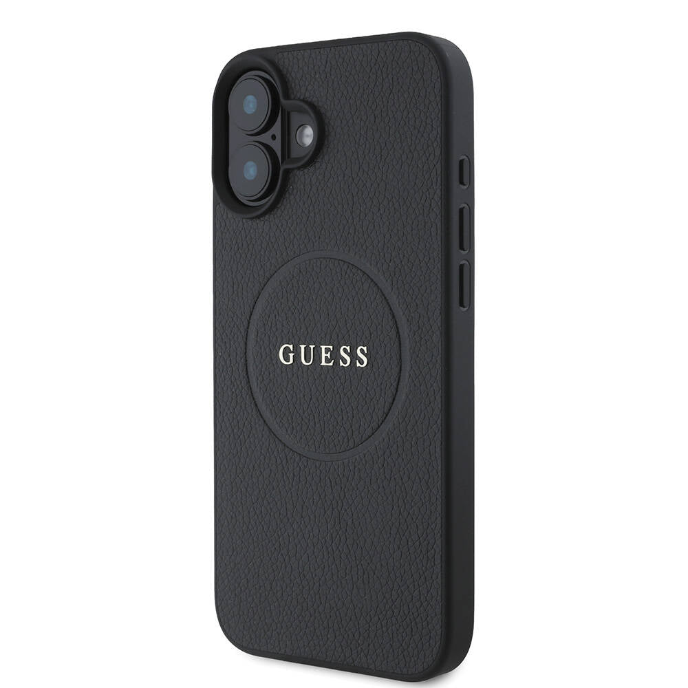 iPhone 16 Kılıf Guess Orjinal Lisanslı M-safe Şarj Özellikli Yazı Logolu Grained Kılıf