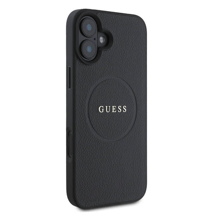 iPhone 16 Kılıf Guess Orjinal Lisanslı M-safe Şarj Özellikli Yazı Logolu Grained Kılıf