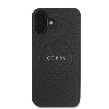 iPhone 16 Kılıf Guess Orjinal Lisanslı M-safe Şarj Özellikli Yazı Logolu Grained Kılıf