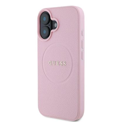 iPhone 16 Kılıf Guess Orjinal Lisanslı M-safe Şarj Özellikli Yazı Logolu Grained Kılıf