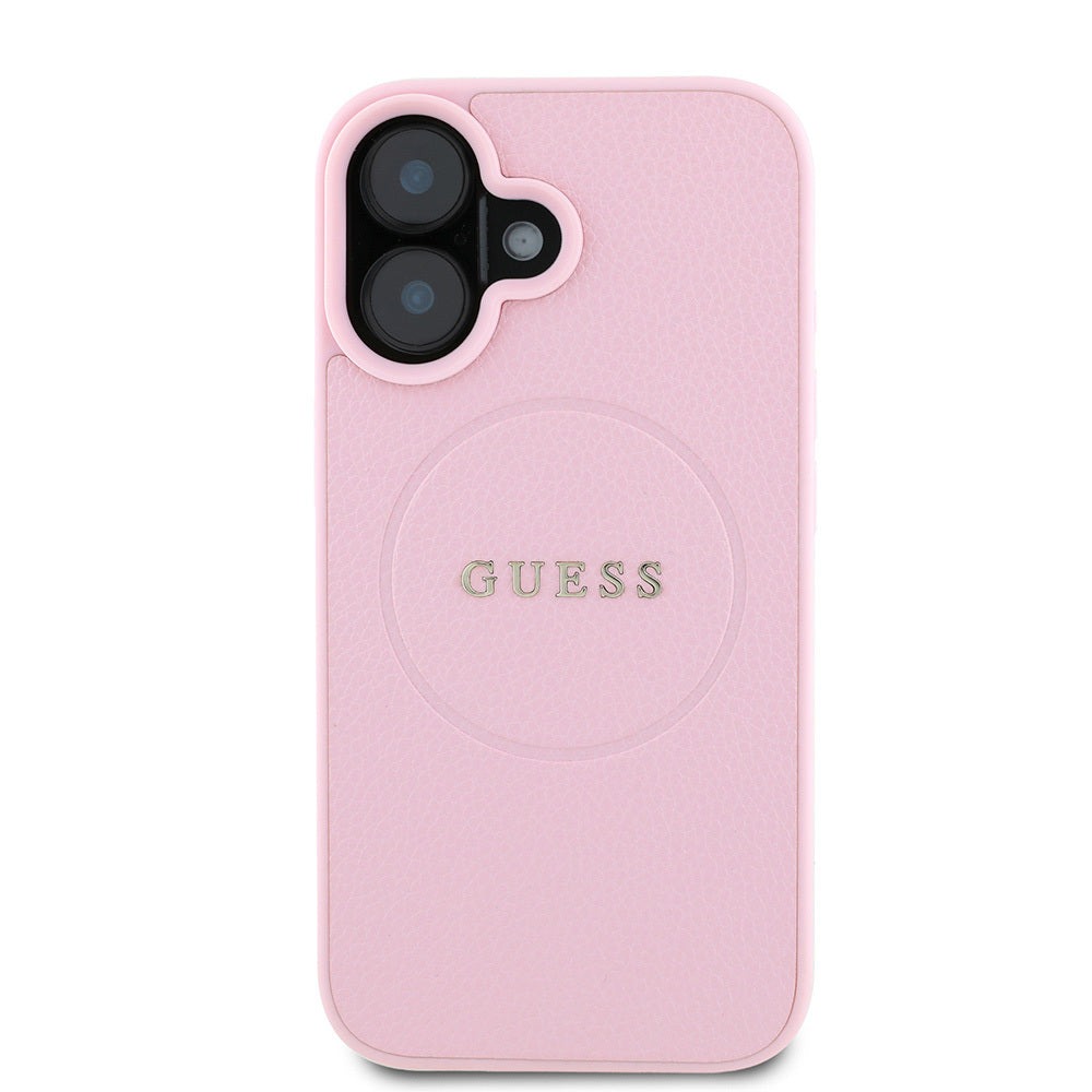 iPhone 16 Kılıf Guess Orjinal Lisanslı M-safe Şarj Özellikli Yazı Logolu Grained Kılıf