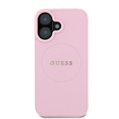 iPhone 16 Kılıf Guess Orjinal Lisanslı M-safe Şarj Özellikli Yazı Logolu Grained Kılıf